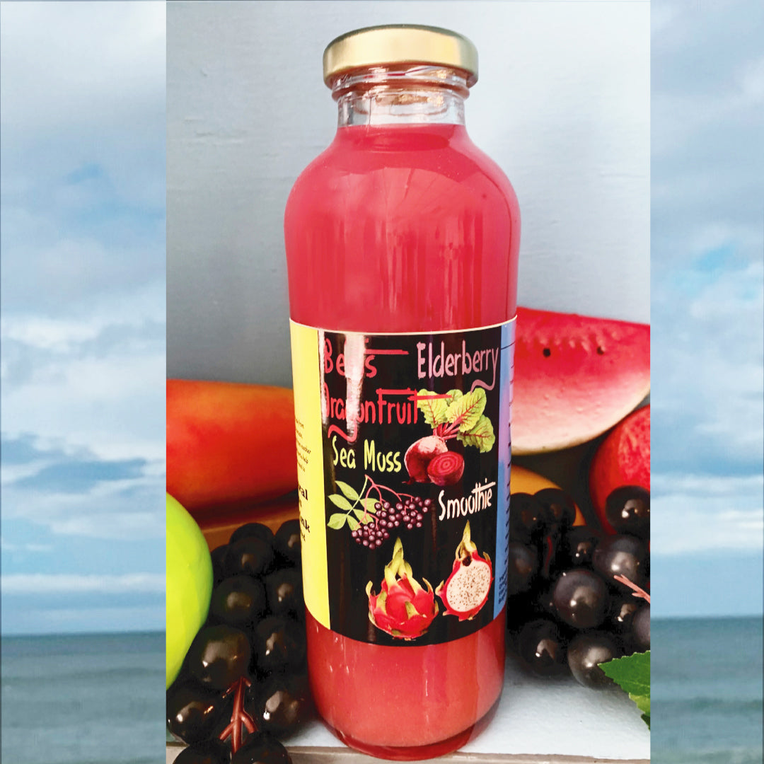 NG5: BEETS, ELDERBERRY & DRAGON FRUIT SEAMOSS SMOOTHIE (6 pack/ $9.50 per bottle)